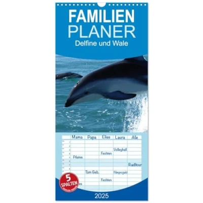 Abbildung von Familienplaner 2025 Delfine und Wale mit 5 Spalten (Wandkalender, 21 cm x 45 cm), CALVENDO
