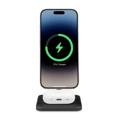 Abbildung von Twelve South HiRise 2 Deluxe in 1 Qi2 Ladeständer für iPhone und AirPods, Schwarz