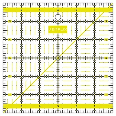 Abbildung von SEMPLIX Patchwork Lineal Quilt Lineal, transparent, mit inch Skala und Winkelfunktionen, ideal für zum Basteln, 6 x (gelb)