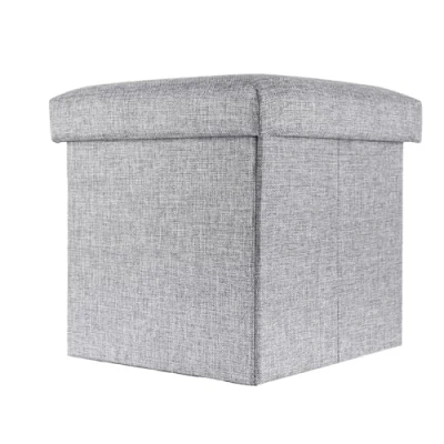 Abbildung von INTIRILIFE Faltbare Sitzbank 30x30x30 cm in FELS GRAU Sitzwürfel mit Deckel und Stauraum aus Stoff Mulden Sitzcube Fußablage klappbare Aufbewahrungsbox Truhe Sitzhocker