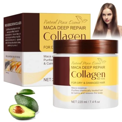 Abbildung von Haarmaske,Kollagen Haarmaske,Collagen für Haare,Tiefenwirksame Pflege,Repariert Geschädigtes Haar,für Alle Haartypen Geeignet (220 ml)