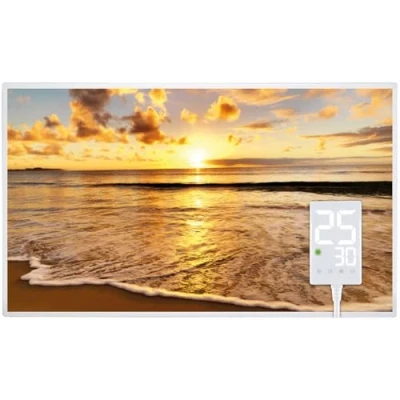 Abbildung von Heidenfeld Infrarotheizung HF HP105 𝟭𝟬 𝐉𝐀𝐇𝐑𝐄 𝐆𝐀𝐑𝐀𝐍𝐓𝐈𝐄 600 Watt Bis 16 m² Infrarot Heizkörper Elektroheizung mit Thermostat Überhitzungsschutz (600 Watt, Strand)