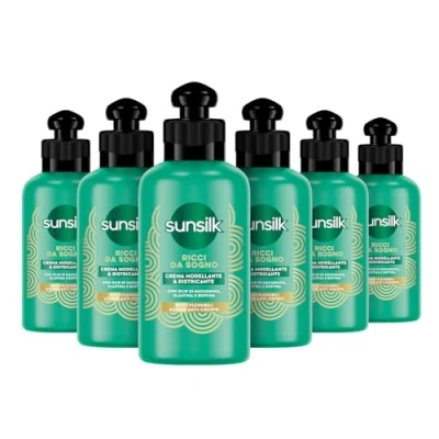 Abbildung von Sunsilk, Entwirrungscreme für Traumlocken, Creme definierte Locken, ohne Ausspülen, Active Fusion Formel mit Macadamia Öl, Elastin und Biotin, 6 Stück à 200 ml