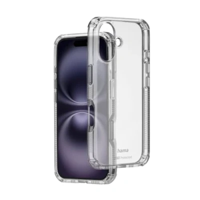 Abbildung von Hama Handyhülle „Extreme Protect“ Apple iPhone 16 Plus (Bumper D3O Lizenz, stoßfest, sturzsicher und bruchsicher, durchsichtige Hülle ohne Vergilben, Case für induktives Laden) transparent