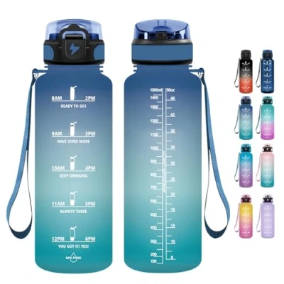 Abbildung von Grsta Trinkflasche 1,5 Liter mit Strohhalm BPA Frei, Sport, Kohlensäure Geeignet, Wasserflasche für Gym, Fitness, Fahrrad, Camping und Schule