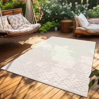 Abbildung von Paco Home Teppich &quot;Cotton 231&quot;, rechteckig, Uni Farben, Hoch Tief Effekt, boho, In und Outdoor geeignet