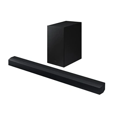Abbildung von SAMSUNG Soundbar HW C430/ZF kabelloser Subwoofer, Dolby Digital 2.1, Spielmodus, Bluetooth 4.2 Power On und One Remote Control
