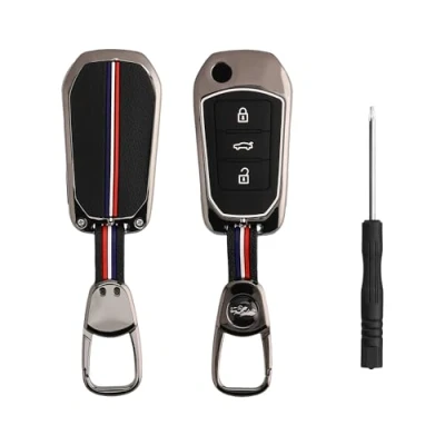 Abbildung von kwmobile Auto Schlüsselhülle kompatibel mit Peugeot Citroen 3 Tasten Smartkey Autoschlüssel (nur Keyless Go) Hülle Smart Key Metallrahmen Silikon Case Frankreich Streifen