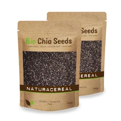 Abbildung von Naturacereal Bio Chia Samen 2kg Pflanzliches Omega 3, Ballaststoffreich, viele Nährstoffe für Smoothies, Joghurt, Backwaren und Salate