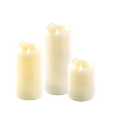 Abbildung von Britesta LED Kerzen wie echt: Echtwachskerzen mit beweglicher Flamme, 3er Set (LED Kerze Wackeldocht, realistischer)