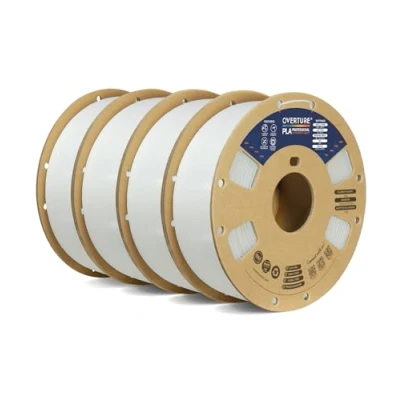 Abbildung von OVERTURE PLA+ Filament PLA plus 1,75 mm, Toughness Enhanced Professionelle Härte, 4kg (8,8 lbs),(Weiß 1kg*4)