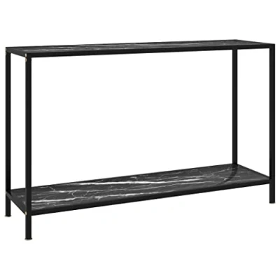 Abbildung von vidaXL Konsolentisch Konsole Beistelltisch Sideboard Flurtisch Wandtisch Frisiertisch Glastisch Deko Schwarz 120x35x75cm Hartglas Stahl
