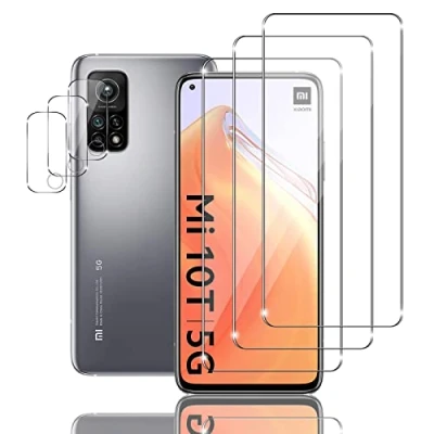 Abbildung von Ljietr 3+3 Stück Schutzfolie für Xiaomi Mi 10T 5G Panzer Schutz Glas, 3 Panzerfolie und Kamera Schutzglas, HD Displayschutzfolie, 9H Härte