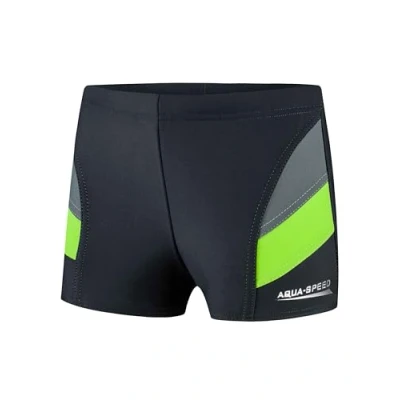 Abbildung von Aqua Speed Kurze UV Badehose Jungen + gratis eBook Sport Schwimmhose Trainings Schwimmbekleidung Kinderbadehosen 38. Grau Grün Gr. 152 Andy
