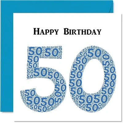 Abbildung von lustige Geburtstagskarte zum 50. Geburtstag für Männer Shapecloud Happy Birthday Karte Vater, Mutter, Großvater, Nanny, Oma, Onkel, Tante, Cousin, Freund, 145 mm x Grußkarten,