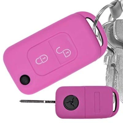 Abbildung von Soft Case Schutz Hülle Auto Schlüssel für Mercedes Benz SLK A Klasse R170 W168 Klappschlüssel 2 Tasten Remote/Farbe: Rosa