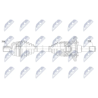 Abbildung von NTY NPW ME 224 Antriebswelle Hinterachse links 826mm Automatikgetriebe