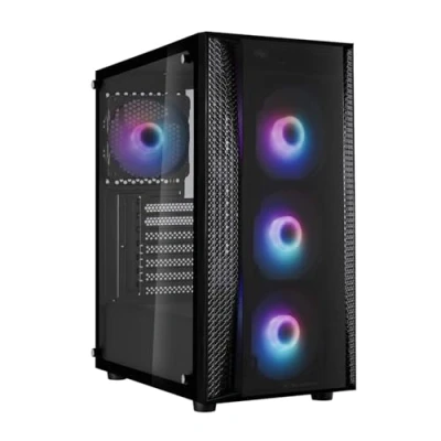 Abbildung von Silverstone SST FAB1 PRO FARA Tower ATX Gaming Computer Gehäuse, Elegantes Zuluftdesign, Seitenteil aus gehärtetem Glas, 4X 120 mm ARGB Lüfter + Controller, schwarz