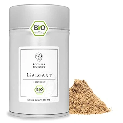 Abbildung von Boomers Gourmet Bio Galgant Pulver, gemahlen Gewürzdose 11,5 cm 50 g