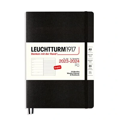Abbildung von LEUCHTTURM1917 367866 Weekly Planner &amp; Notebook Softcover Medium (A5) 2024, 18 months, Black, English