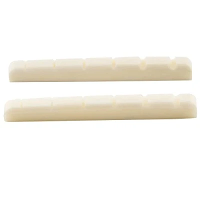 Abbildung von Musiclily 42mm E Gitarren Knochen Sattel Gekerbt Bone Nut für Fender Strat Tele Style Gitarre,42x3,5x4,5mm (2 Stück)