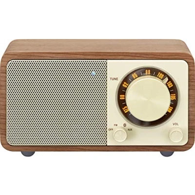 Abbildung von Sangean WR 7 tragbares Desktop Radio (FM RDS Tuner, Bluetooth, AUX In, integrierter Lautsprecher, Akkubetrieben(aufladbar)) , Walnuss
