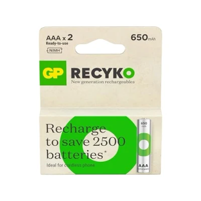 Abbildung von GP Batteries ReCyko 650 AAA Slim Pen Ni Mh Akku 1.2 Volt, 2er Karte