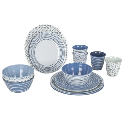 Abbildung von Bo Camp Geschirr Set Melamin Campinggeschirr Mix&amp;Match, Melamin, Essgeschirr Teller Becher 16tlg