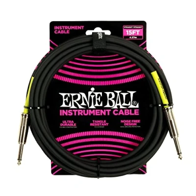 Abbildung von Ernie Ball klassisches Instrumentenkabel gerade/gerade 4,57 m (15 ft) Schwarz