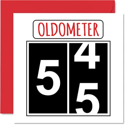 Abbildung von Lustige Karten zum 55. Geburtstag für Männer und Frauen Oldometer Glückwunschkarte Vater, Mutter, Opa, Kindermädchen, Oma, Freund, 145mm Grußkarten, Karte