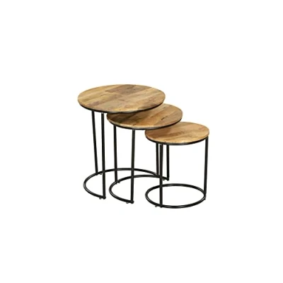 Abbildung von Dynamic24 INTERIA Home &amp; Living Beistelltisch Madurai 3er Set Tisch Wohnzimmer Altholz recycelt Tischgruppe