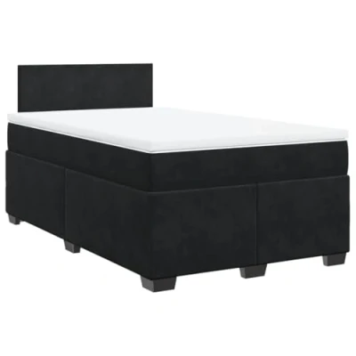 Abbildung von vidaXL Boxspringbett, Polsterbett Bett mit LED Matratze Kopfteil, Bettgestell Lattenrost, Doppelbett für Schlafzimmer, Schwarz 120x200cm Samt