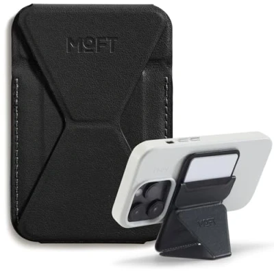 Abbildung von MOFT Magnetischer Handy Wallet Ständer, Veganem Leder Kartenhalter Stand Kompatibel mit Magsafe iPhone 16 15 14 13 12 Serie, 3 Betrachtungswinkel