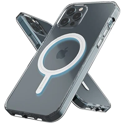 Abbildung von Sinjimoru Shockproof iPhone 12/12 Pro Hülle mit Magnet, Crystal Clear Protective Case Kompatibel MagSafe Zubehör. M AirClo für