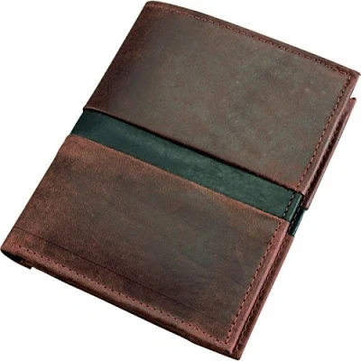 Abbildung von ALASSIO 42159 Kombibörse im Hochformat, Geldbörse, Portemonnaie aus hochwertigem Leder, mit Münzfach, Kreditkartenfächern, Netzfach, Einschubfächer, ca. 12 x 10 cm, braun