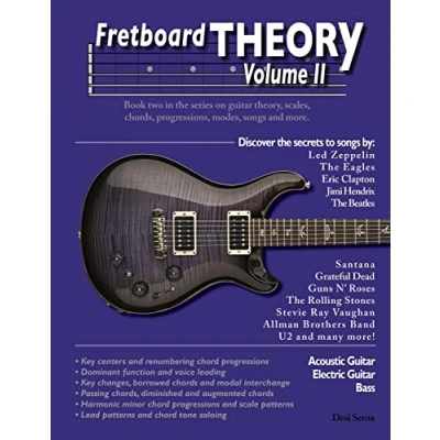 Abbildung von Fretboard Theory Volume II: Book two in the series on guitar theory, scales, chords, progressions, modes, songs, and more.