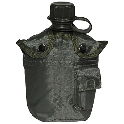 Abbildung von US PLASTIKFELDFLASCHE Nylonbezug Feldflasche Trinkflasche Outdoor Trekking Ski, Oliv/OD Green