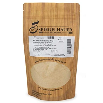 Abbildung von Bio Backmalz dunkel qualitativ hochwertig und enzyminaktiv erstklassig zum Brot Brötchen backen ideal als Farbmalz Inhalt: 1kg Gerstenmalz