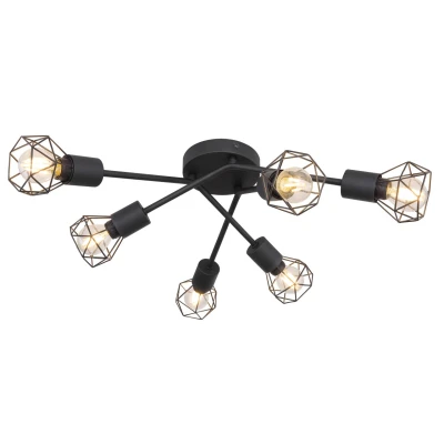 Abbildung von GLOBO LIGHTING LED Deckenspot, Leuchtmittel nicht inklusive, RETRO Decken Lampe schwarz Wohn Zimmer Beleuchtung Käfig Spot Strahler
