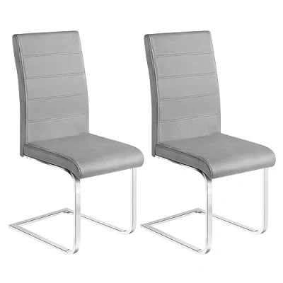 Abbildung von WOLTU Esszimmerstühle 2er Set, Schwingstuhl, Freischwinger Stuhl, Küchenstuhl, Samtstuhl, Polsterstuhl, mit hoher Rückenlehne, für Esszimmer Esstisch Küche Wohnzimmer Büro, Dunkelgrau, BH377dgr 2
