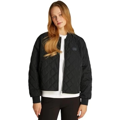 Abbildung von Calvin Klein Jeans Quilted Jacket Bomberjacke, Damen, Größe: Small, Black