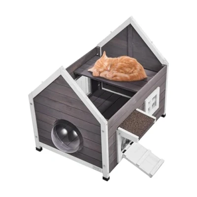 Abbildung von VEVOR Katzenhaus Katzenhöhle Katzen Hütte Holz Outdoor Asphaltdach 560x770x670mm