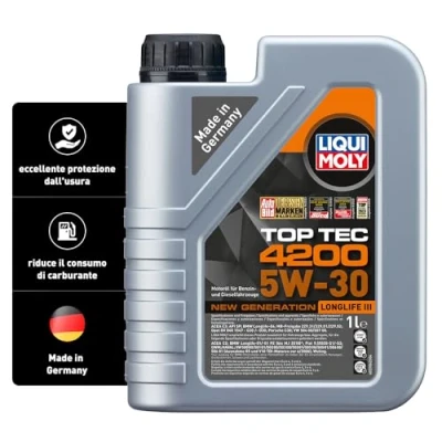 Abbildung von Liqui Moly Top Tec 4200 5W 30 1l Motoröl 8972 AUDI: A6 C6 Allroad, A4 B6 Avant, Q7, VOLKSWAGEN: Scirocco III, TRANSPORTER 3 Bus, Touran II, BMW: 5 GT
