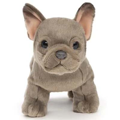 Abbildung von Uni Toys Kuscheltier Französische Bulldogge (grau) Mit/Ohne Leine 26 cm Plüschtier, zu 100 % recyceltes Füllmaterial