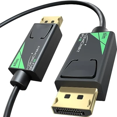 Abbildung von KabelDirekt 8K / 60Hz DisplayPort Kabel, DP 1.4 3 m Slim Kabel mit 4,5 mm Durchmesser, für Gaming PCs/Laptops, hochauflösende 4K Monitore und ultraschnelle 144Hz 165Hz 240Hz