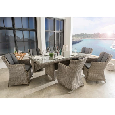 Abbildung von Destiny Garten Essgruppe &quot;LUNA&quot;, (Set, 19 tlg., 6x Sessel, 1x Tisch, inkl. Auflagen), Polyrattan, 6 Tisch 200x100 cm, Auflagen