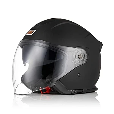 Abbildung von ORIGINE Motorradhelm Jethelm Roller Helm Scooter Moped Mofa mit Doppelvisier ECE Zertifizierung (SOLID MATT Black,XS)