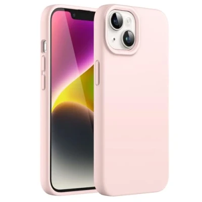 Abbildung von JETech Silikon Hülle für iPhone 14 6,1 Zoll, Ganzkörper Handyhülle mit Seidig Weicher Berühren, Stoßfest Schutzhülle Mikrofaser Futter (Rosa)
