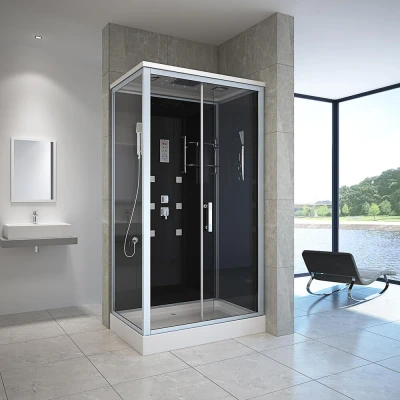 Abbildung von HOME DELUXE Eckdusche WAVE XL 120 x 80 cm, BxT: 120x80 Regendusche, Duschtempel, Fertigdusche, Dusche Komplett