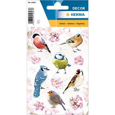 Abbildung von HERMA 15693 Tiere Sticker für Kinder, Bunte Heimatvögel (36 Aufkleber, Papier, matt) selbstklebend, permanent haftende Motiv Etiketten Mädchen und Jungen, bunt